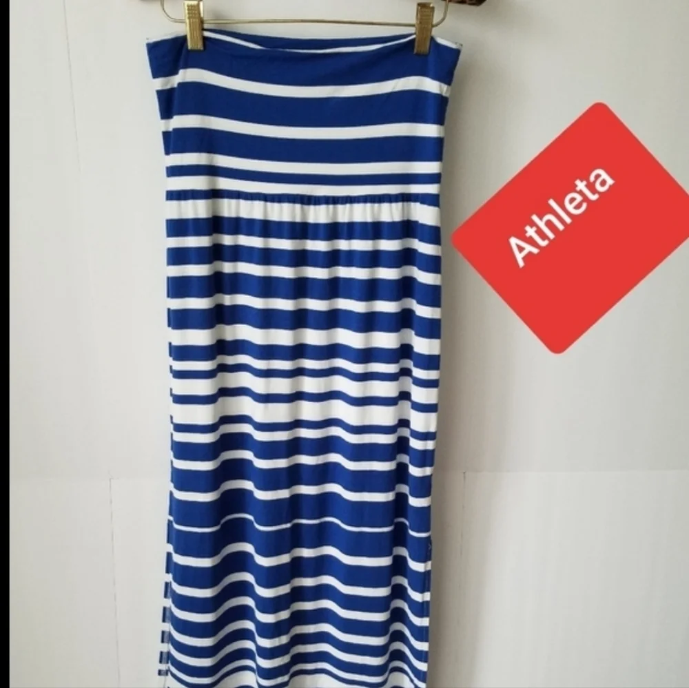 Athleta Women's Maxi skirt blue/white striped Sz.S - Picture 8 of 10